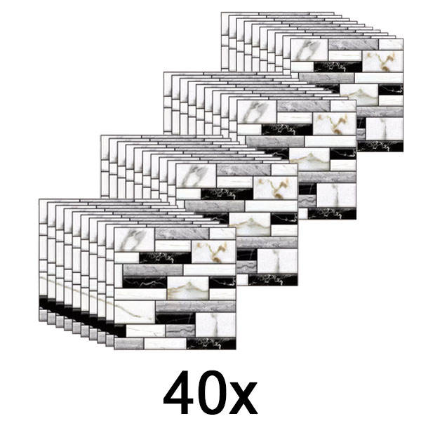 4x Naklejki ścienne 3D o wyglądzie marmuru (10 sztuk) | MARBLEBLOCKS